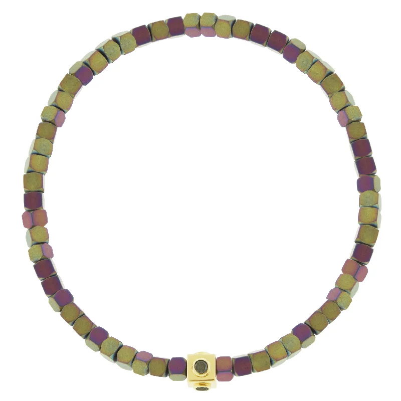 Jewelry Deals That Outshine The Rest Black Diamond Lego Cube on Rainbow Hematite Bead Bracelet Jewelry Deals That Outshine The Rest Black Diamond Lego Cube on Rainbow Hematite Bead Bracelet