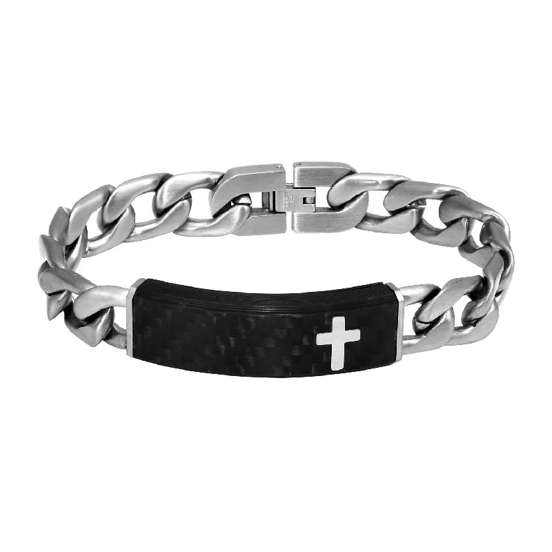 Shop Dazzling Jewelry At The Best Prices Black Stainless Steel 8-inch 15MM ID Cross Bracelet