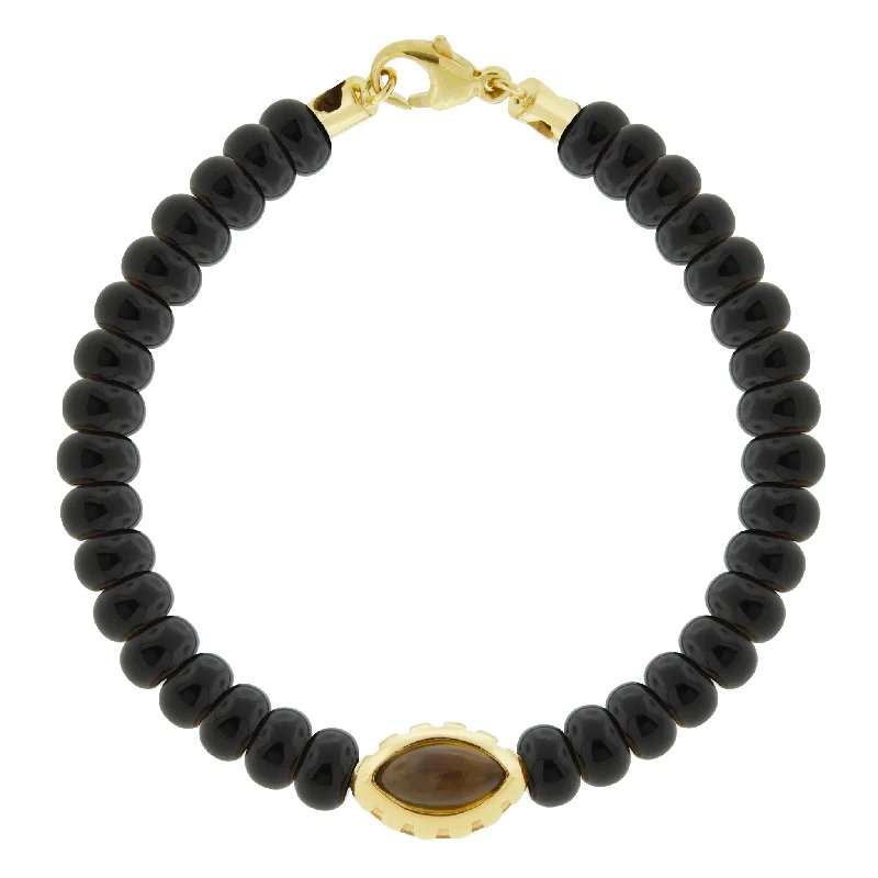 Versatile Layering Jewelry For Effortless Chic Citrine Eye of the Idol Onyx Bead Bracelet with Clasp Versatile Layering Jewelry For Effortless Chic Citrine Eye of the Idol Onyx Bead Bracelet with Clasp