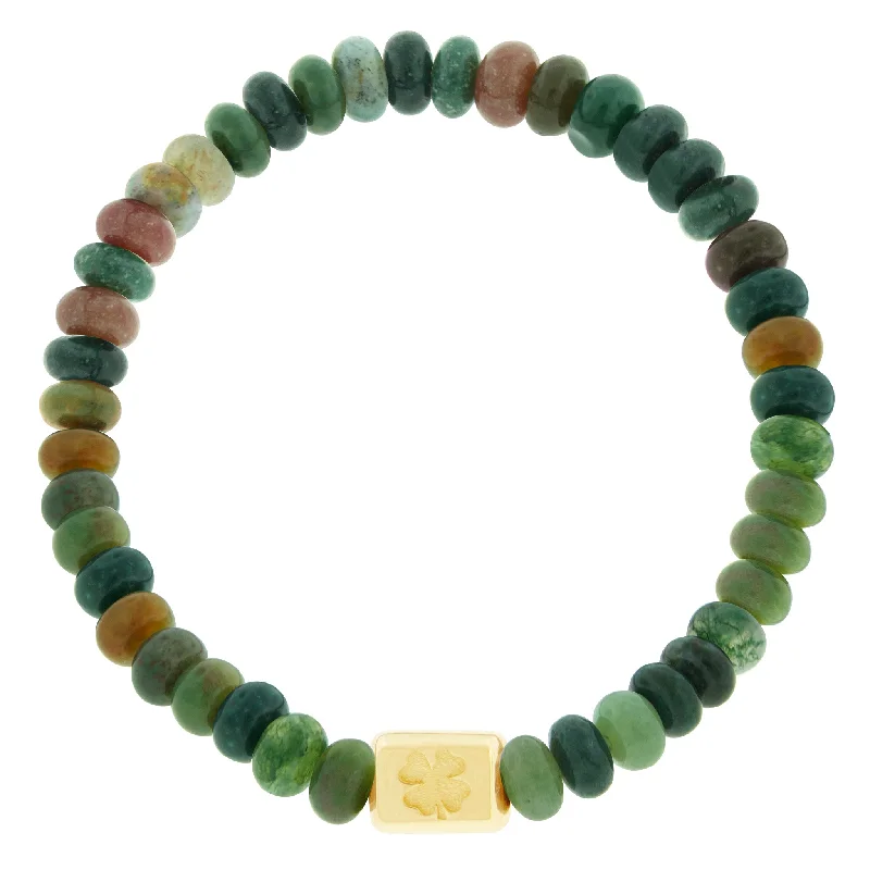 Jewelry Flash Sale – Stylish Designs At Unbeatable Rates Clover Ingot on Indian Agate Bead Bracelet Jewelry Flash Sale – Stylish Designs At Unbeatable Rates Clover Ingot on Indian Agate Bead Bracelet