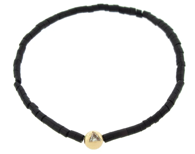 Elegant Jewelry At Unbeatable Offers – Shop Before It's Gone Medium White Diamond Trillion on Onyx Bead Bracelet
