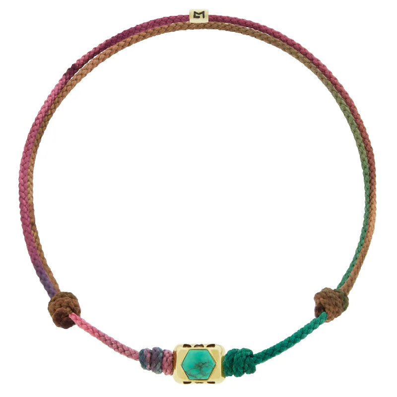 Luxury Jewelry Sale – Elegant Styles At Unbeatable Prices SHIELD ME Ingot with Turquoise Hexagon on Moody Rainbow Cord Bracelet