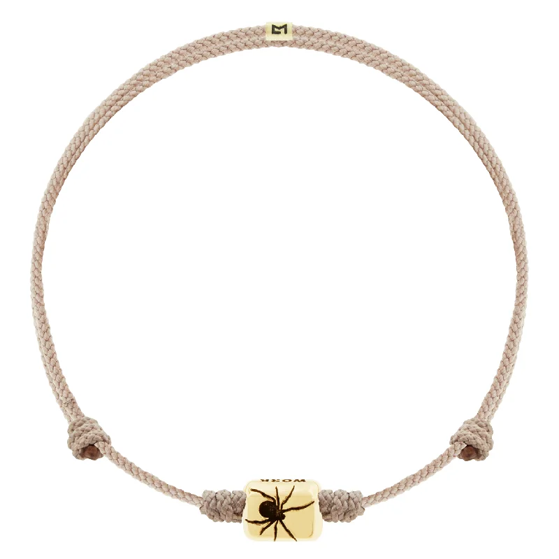 Personalized Engraved Jewelry For Meaningful Gifts CREATE WORK Spider Ingot on Taupe Cord Bracelet Personalized Engraved Jewelry For Meaningful Gifts CREATE WORK Spider Ingot on Taupe Cord Bracelet