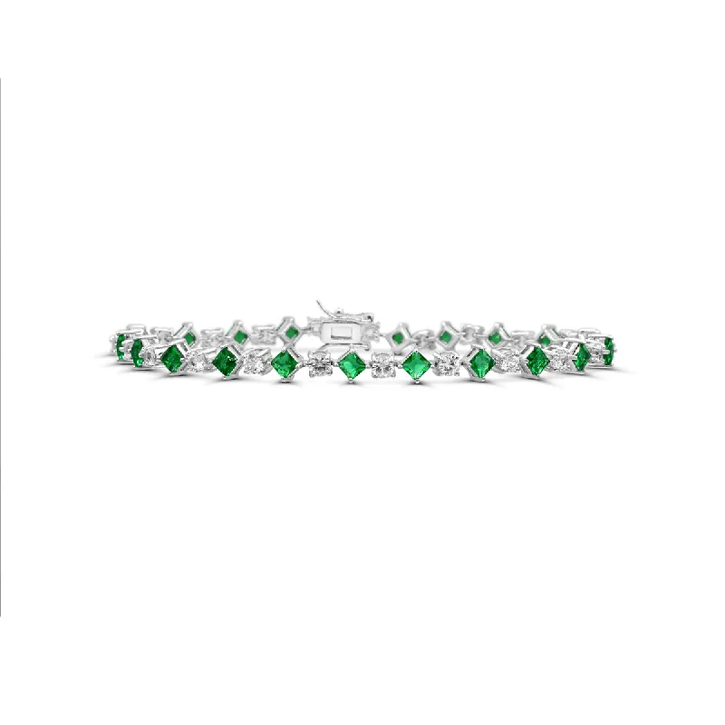Limited-Stock Jewelry Sale – Once It's Gone, It's Gone Created Emerald and White Sapphire 7-inch Tennis Bracelet in Sterling Silver Limited-Stock Jewelry Sale – Once It's Gone, It's Gone Created Emerald and White Sapphire 7-inch Tennis Bracelet in Sterling Silver