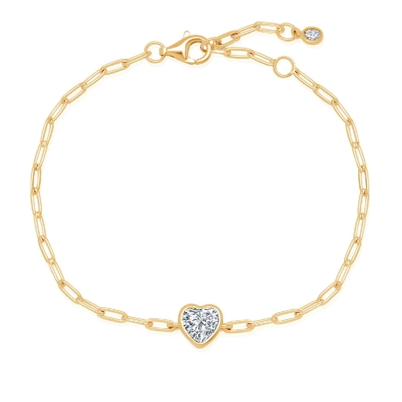 Fashion-Forward Jewelry At Incredible Prices Crislu 18KT Yellow Gold Plated Sterling Silver Cubic Zirconia 7.5-inch Heart Paperclip Bracelet Fashion-Forward Jewelry At Incredible Prices Crislu 18KT Yellow Gold Plated Sterling Silver Cubic Zirconia 7.5-inch Heart Paperclip Bracelet