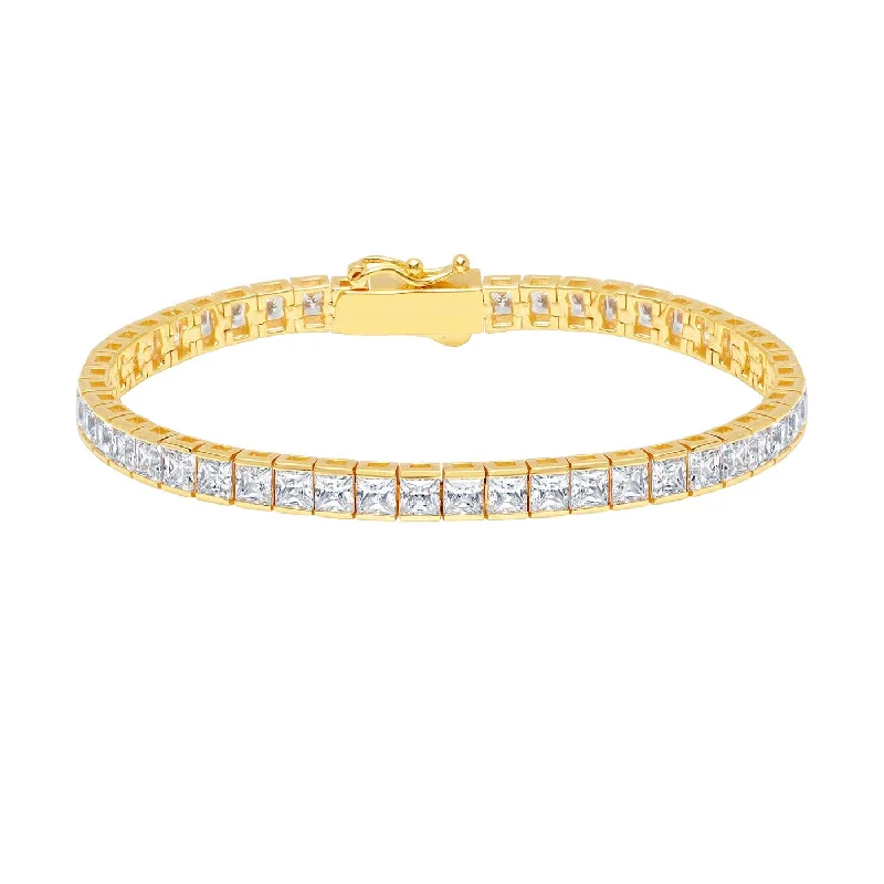 Delicate Crystal Jewelry For Sophisticated Charm Crislu 18KT Yellow Gold Plated Sterling Silver Princess Cut Cubic Zirconia 7-inch Tennis Bracelet Delicate Crystal Jewelry For Sophisticated Charm Crislu 18KT Yellow Gold Plated Sterling Silver Princess Cut Cubic Zirconia 7-inch Tennis Bracelet