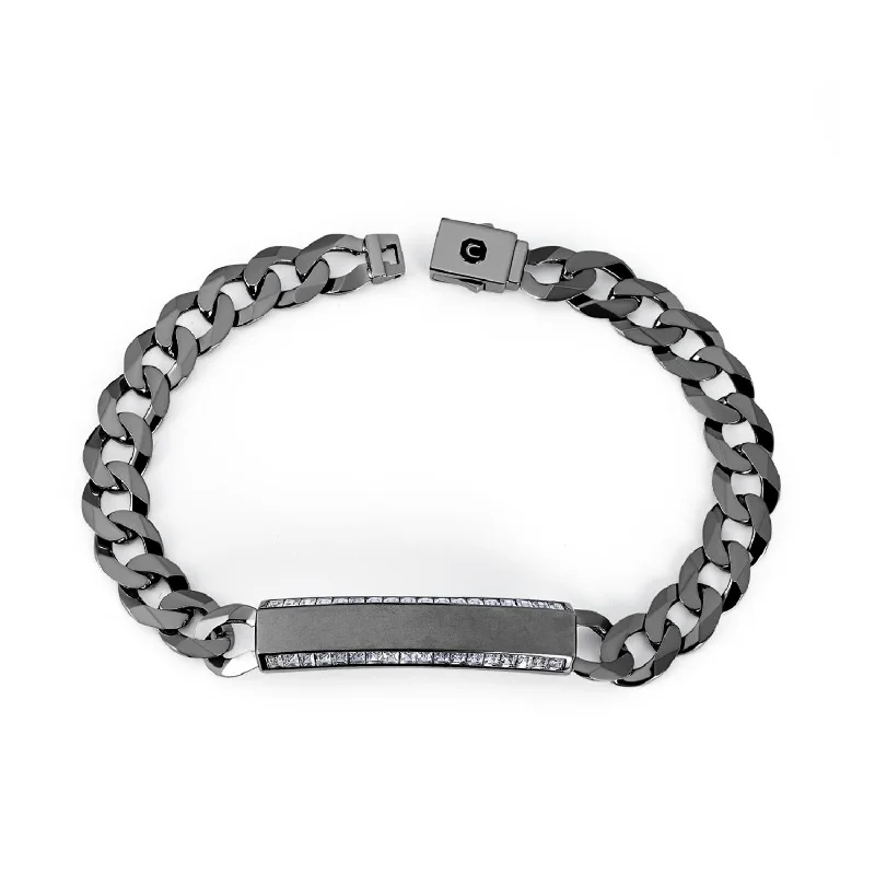 Bestselling Jewelry At Special Promotional Rates Crislu Black Rhodium Sterling Silver Cubic Zirconia 8.5-inch ID Curb Bracelet Bestselling Jewelry At Special Promotional Rates Crislu Black Rhodium Sterling Silver Cubic Zirconia 8.5-inch ID Curb Bracelet