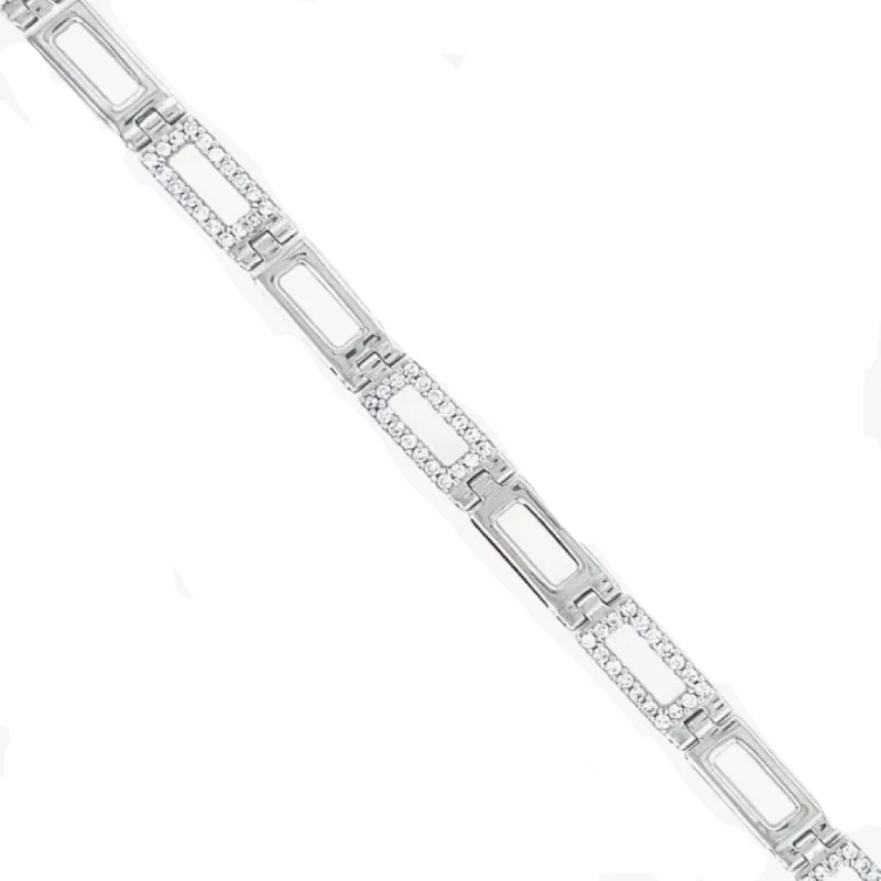 Bestselling Jewelry At Special Promotional Rates Diamond Accented Rectangular Link Design Bracelet Bestselling Jewelry At Special Promotional Rates Diamond Accented Rectangular Link Design Bracelet