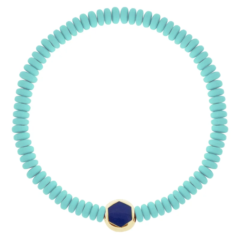 Shop Jewelry That Shines Without The High Price Enameled Hex Screw Disk on Turquoise Hematite Beaded Bracelet Shop Jewelry That Shines Without The High Price Enameled Hex Screw Disk on Turquoise Hematite Beaded Bracelet