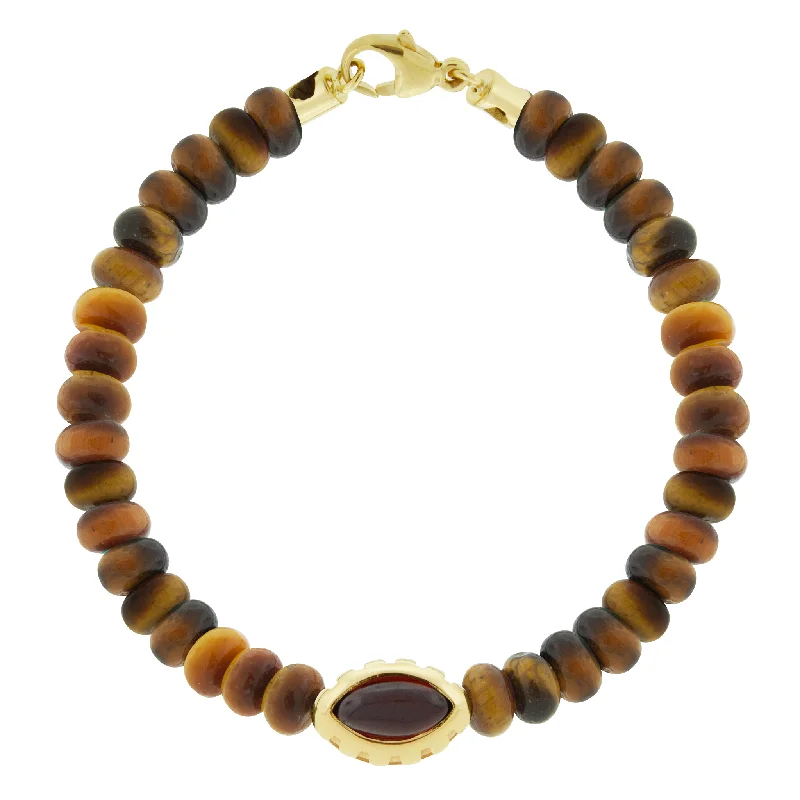Clearance Sale On High-End Jewelry Collections Garnet Eye of the Idol Tiger's Eye Bead Bracelet with Clasp Clearance Sale On High-End Jewelry Collections Garnet Eye of the Idol Tiger's Eye Bead Bracelet with Clasp