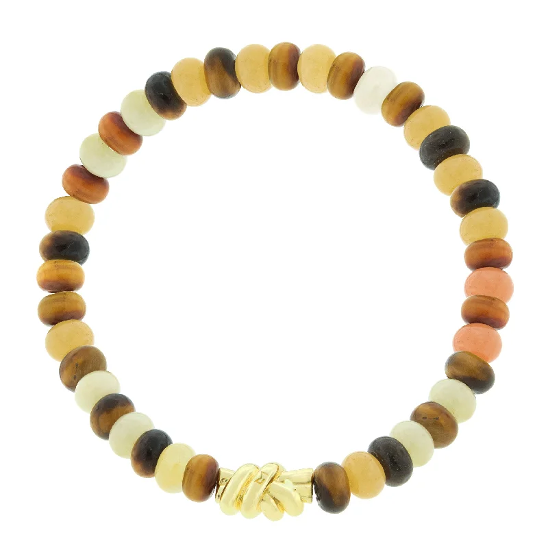 The Perfect Accessory For Less – Jewelry Sale Live Gold Double Knot on Aventurine & Tiger's Eye Beaded Bracelet