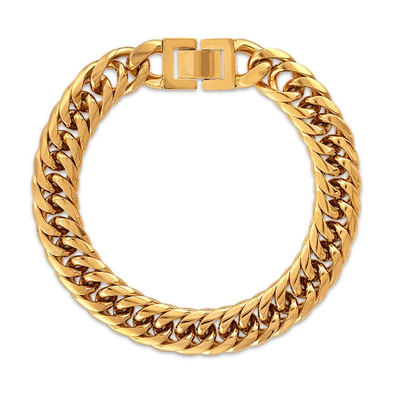 Exclusive Gemstone Jewelry At Special Prices King by Simone I Smith Black 8.5-inch Curb Bracelet in Yellow Stainless Steel Exclusive Gemstone Jewelry At Special Prices King by Simone I Smith Black 8.5-inch Curb Bracelet in Yellow Stainless Steel