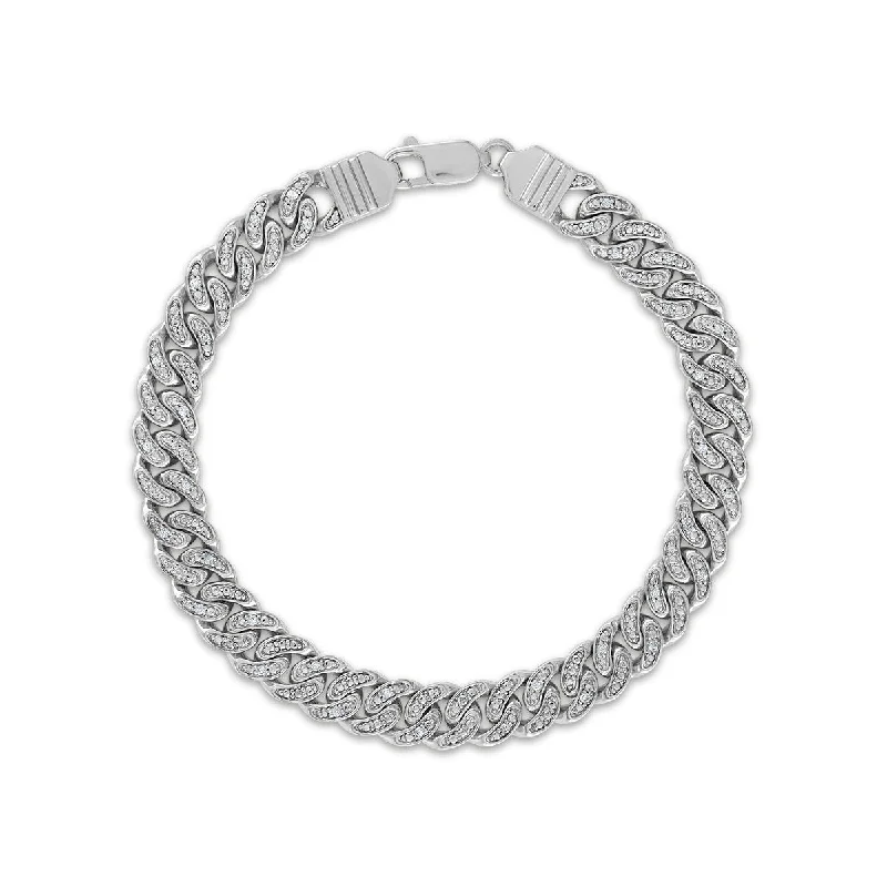Get The Jewelry You Love At A Price You Love Luxe Layers 1/3 CTW Diamond Cuban Link 8.5-inch Bracelet in Rhodium Plated Sterling Silver Get The Jewelry You Love At A Price You Love Luxe Layers 1/3 CTW Diamond Cuban Link 8.5-inch Bracelet in Rhodium Plated Sterling Silver