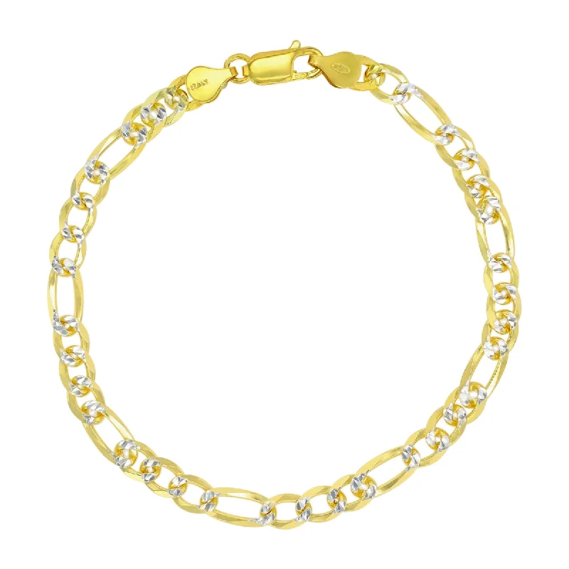 Handcrafted Beauty At Affordable Prices Luxe Layers 14KT Yellow Gold Plated Sterling Silver 8.25-inch 6.6MM Pave Figaro Bracelet Handcrafted Beauty At Affordable Prices Luxe Layers 14KT Yellow Gold Plated Sterling Silver 8.25-inch 6.6MM Pave Figaro Bracelet