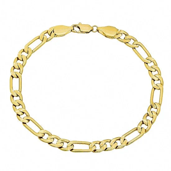 Affordable Luxury Jewelry For Every Occasion Luxe Layers 14KT Yellow Gold Plated Sterling Silver 8.5-inch 9.25MM Figaro Bracelet Affordable Luxury Jewelry For Every Occasion Luxe Layers 14KT Yellow Gold Plated Sterling Silver 8.5-inch 9.25MM Figaro Bracelet