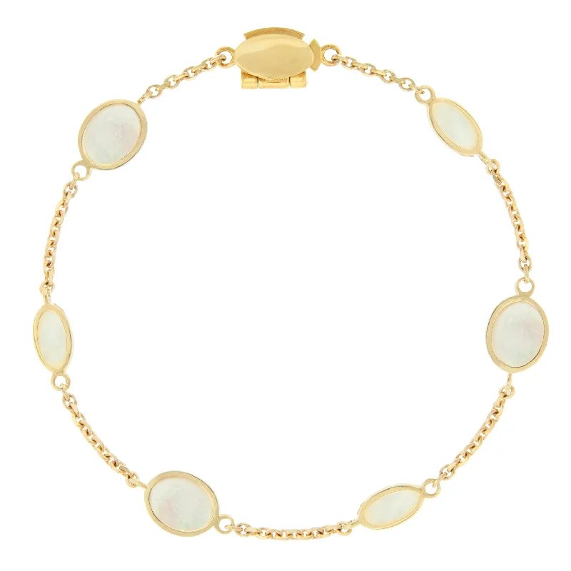 Shop Dazzling Jewelry With Special Promotional Discounts Mother of Pearl Oval Gem Gold Chain Bracelet Shop Dazzling Jewelry With Special Promotional Discounts Mother of Pearl Oval Gem Gold Chain Bracelet