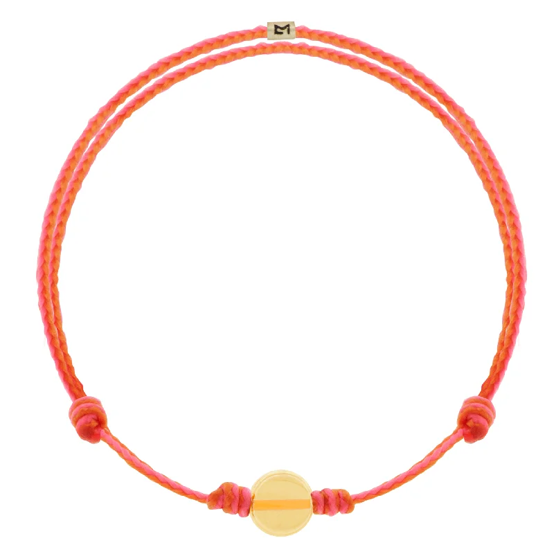 Breathtaking Jewelry, Breathtaking Prices Neon Orange Enameled Flathead Screw Disk on Cord Bracelet Breathtaking Jewelry, Breathtaking Prices Neon Orange Enameled Flathead Screw Disk on Cord Bracelet