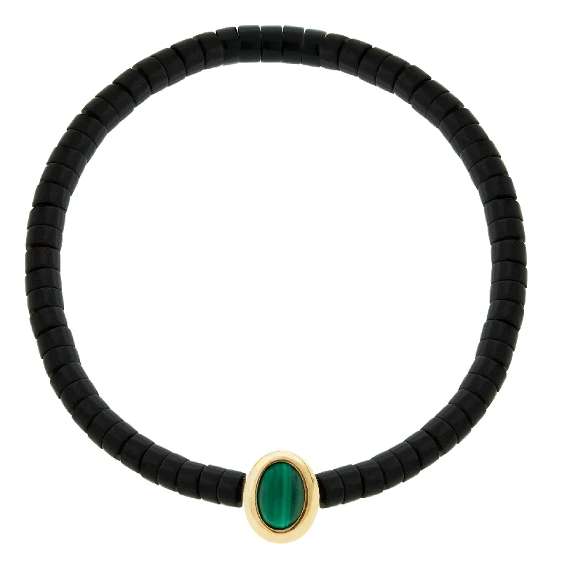 Glamorous Jewelry, Glamorous Deals – Shop Now Oval Malachite Cabochon Onyx Beaded Bracelet