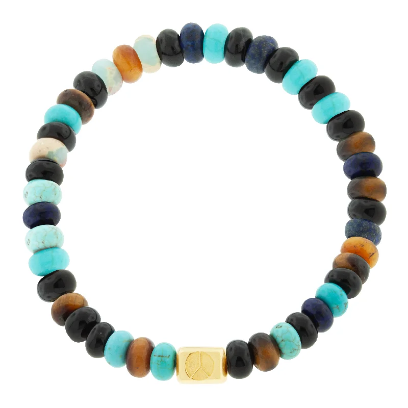 Premium Jewelry, Premium Discounts – Act Fast Peace Sign Ingot on Multi Gemstone Beaded Bracelet Premium Jewelry, Premium Discounts – Act Fast Peace Sign Ingot on Multi Gemstone Beaded Bracelet