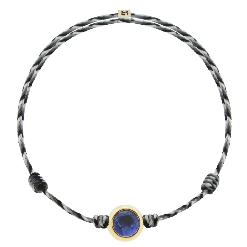 Unmissable Jewelry Sale – Shop Before It's Too Late Round Blue Sapphire Bead on Salt & Pepper Ombre Cord Bracelet