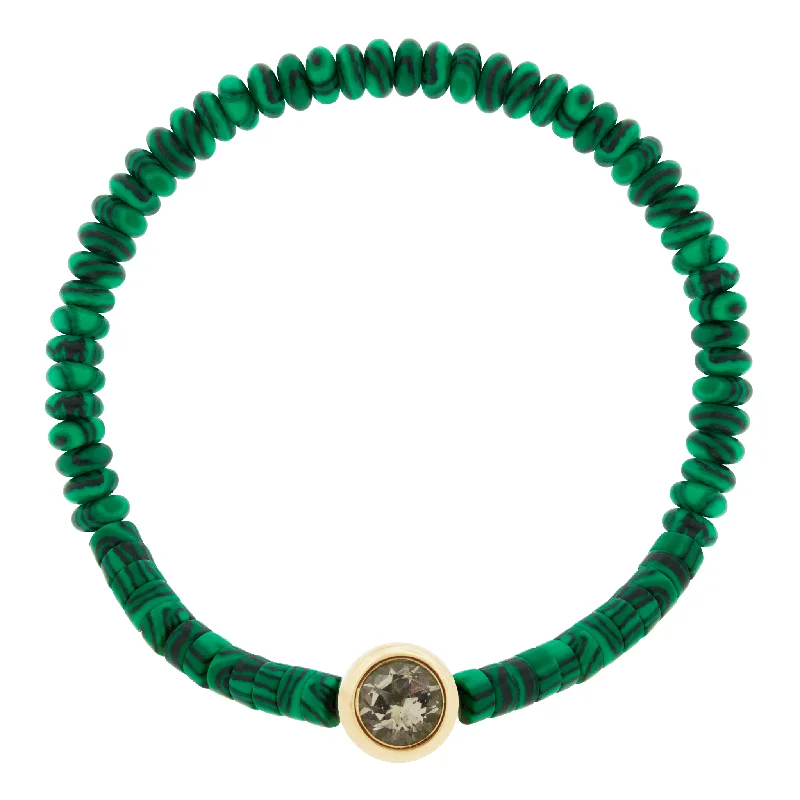 Get Ready To Sparkle – Special Jewelry Discounts Round Morganite Bead on Malachite Beaded Bracelet Get Ready To Sparkle – Special Jewelry Discounts Round Morganite Bead on Malachite Beaded Bracelet