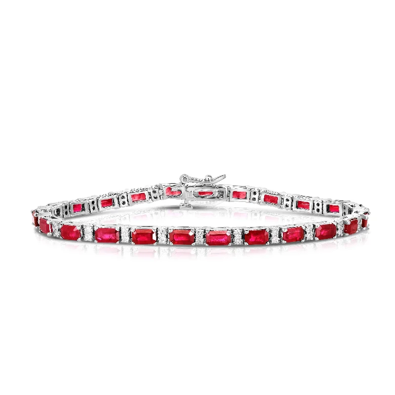 Chic And Stylish Jewelry At Exclusive Prices Ruby and Diamond Tennis Style Bracelet