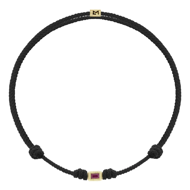 Last Chance To Grab Your Favorite Jewelry At A Discount Ruby Baguette Corrugated Ingot on Cord Bracelet Last Chance To Grab Your Favorite Jewelry At A Discount Ruby Baguette Corrugated Ingot on Cord Bracelet