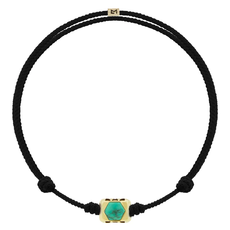 Unique Jewelry Designs Now At Discounted Rates SHIELD ME Ingot with Turquoise Hexagon on Black Cord Bracelet Unique Jewelry Designs Now At Discounted Rates SHIELD ME Ingot with Turquoise Hexagon on Black Cord Bracelet