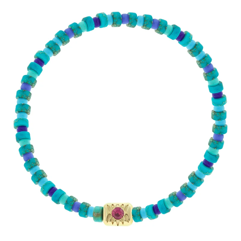 Grab Your Favorite Jewelry At The Lowest Prices SHINE ON Eye Ingot with Pink Sapphire on Bead Bracelet Grab Your Favorite Jewelry At The Lowest Prices SHINE ON Eye Ingot with Pink Sapphire on Bead Bracelet