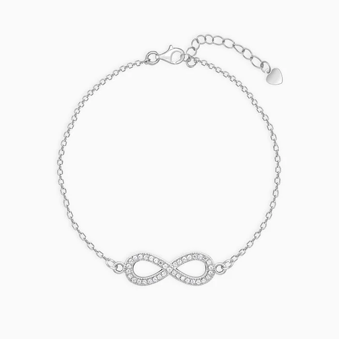Romantic Heart-Shaped Jewelry For Special Gifts Silver Infinity Bracelet