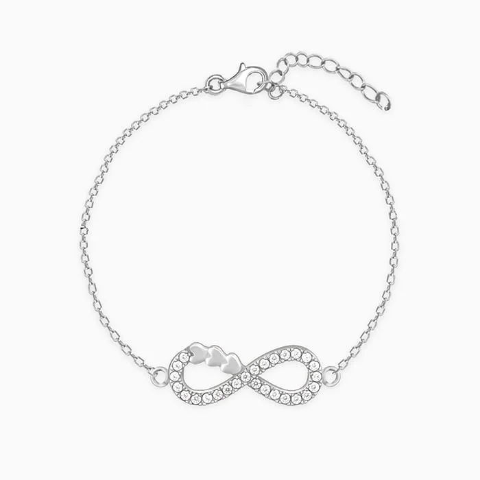Modern Statement Jewelry For Bold Styling Silver Infinity Heart Bracelet