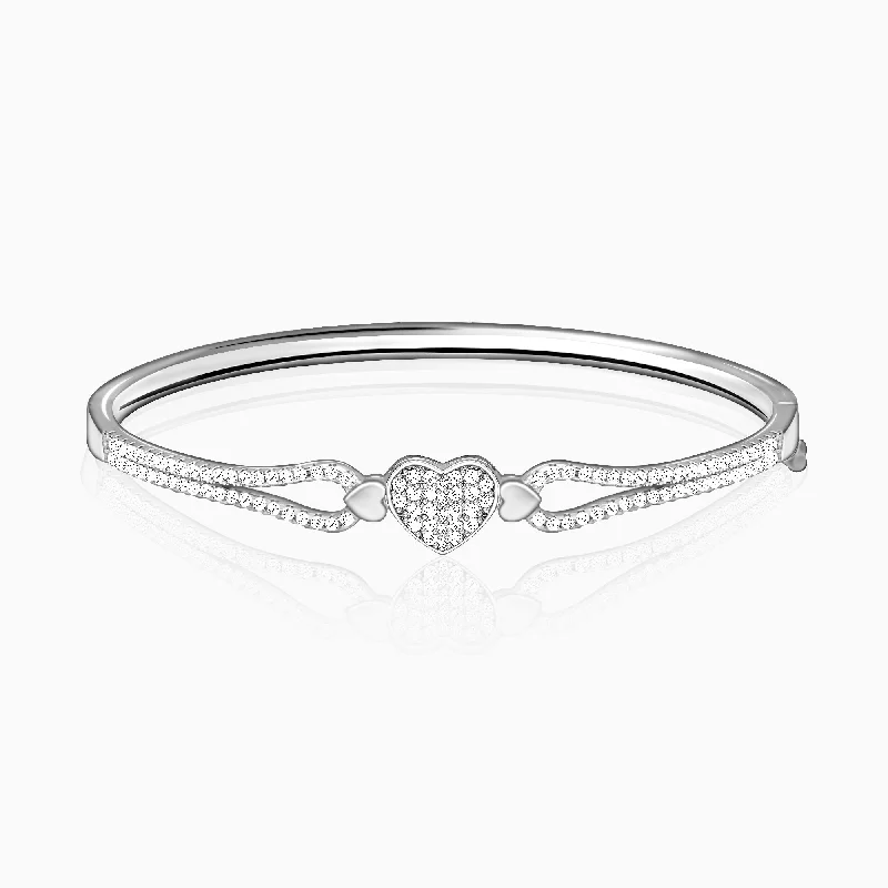 Luxury Jewelry Sale – Sparkle For Less Silver Zircon Studded Heart Bracelet