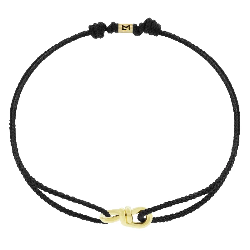 Premium Jewelry, Premium Discounts – Act Fast Small Twisted Gold Knot on Black Cord Bracelet Premium Jewelry, Premium Discounts – Act Fast Small Twisted Gold Knot on Black Cord Bracelet