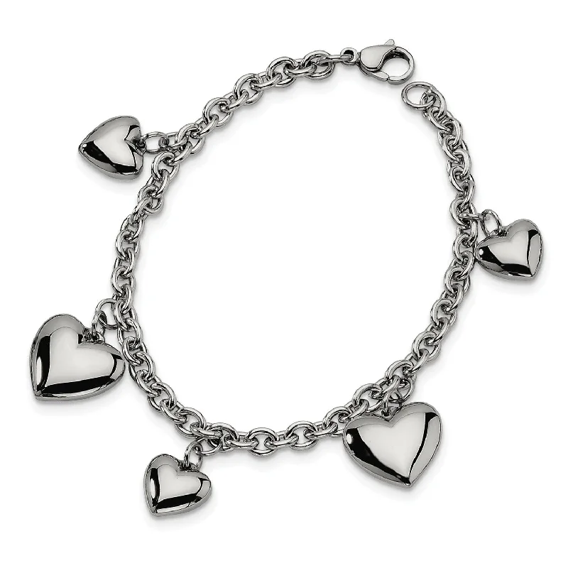 Grab Your Favorite Jewelry At The Lowest Prices Stainless Steel Polished Hearts 8in Bracelet Grab Your Favorite Jewelry At The Lowest Prices Stainless Steel Polished Hearts 8in Bracelet