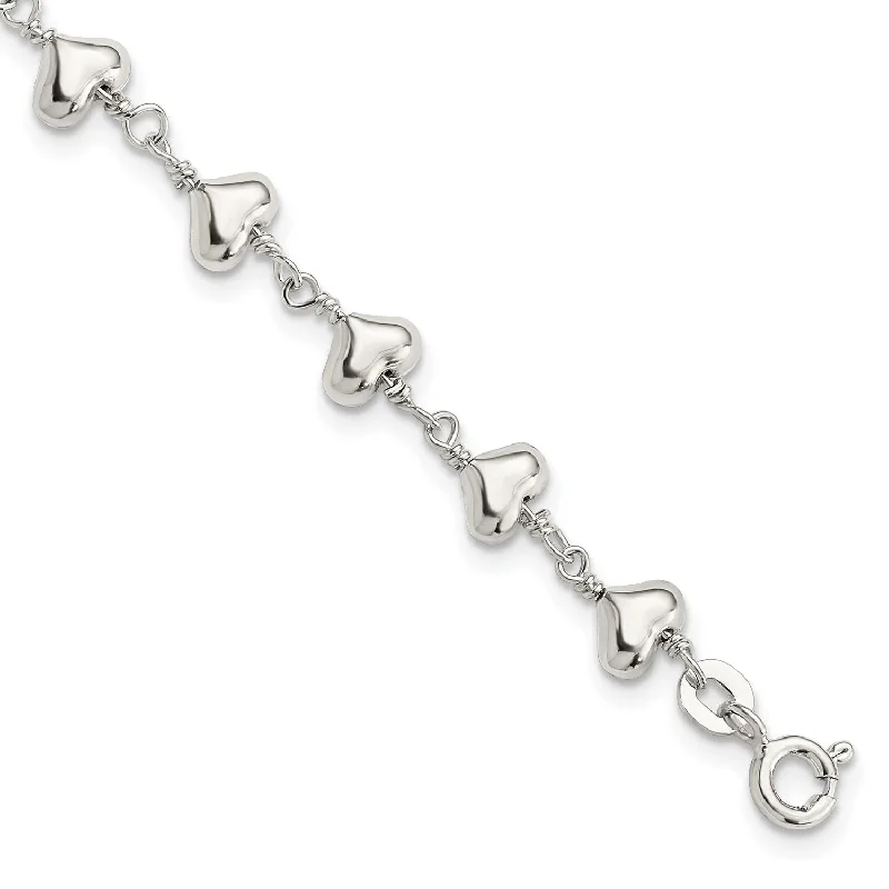 Seasonal Jewelry Deals – Elevate Your Style Sterling Silver 7.25-inch Heart Bracelet Seasonal Jewelry Deals – Elevate Your Style Sterling Silver 7.25-inch Heart Bracelet