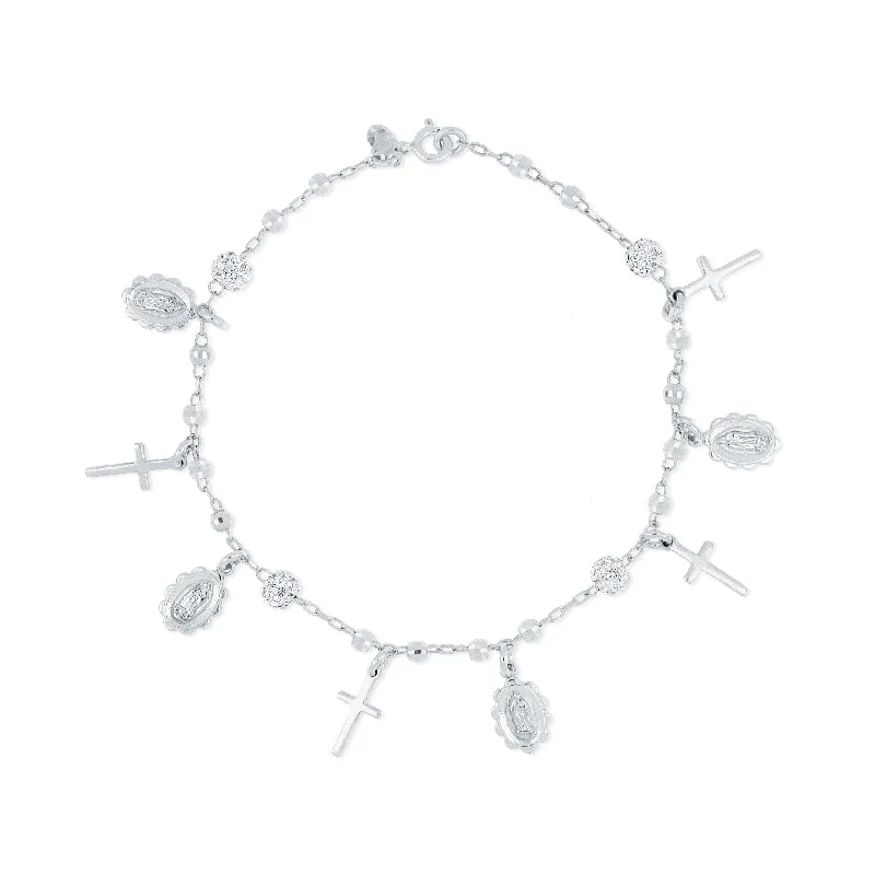 Affordable Luxury Jewelry For Every Occasion Sterling Silver 7.25-inch Rosary Bracelet with Crystals Affordable Luxury Jewelry For Every Occasion Sterling Silver 7.25-inch Rosary Bracelet with Crystals