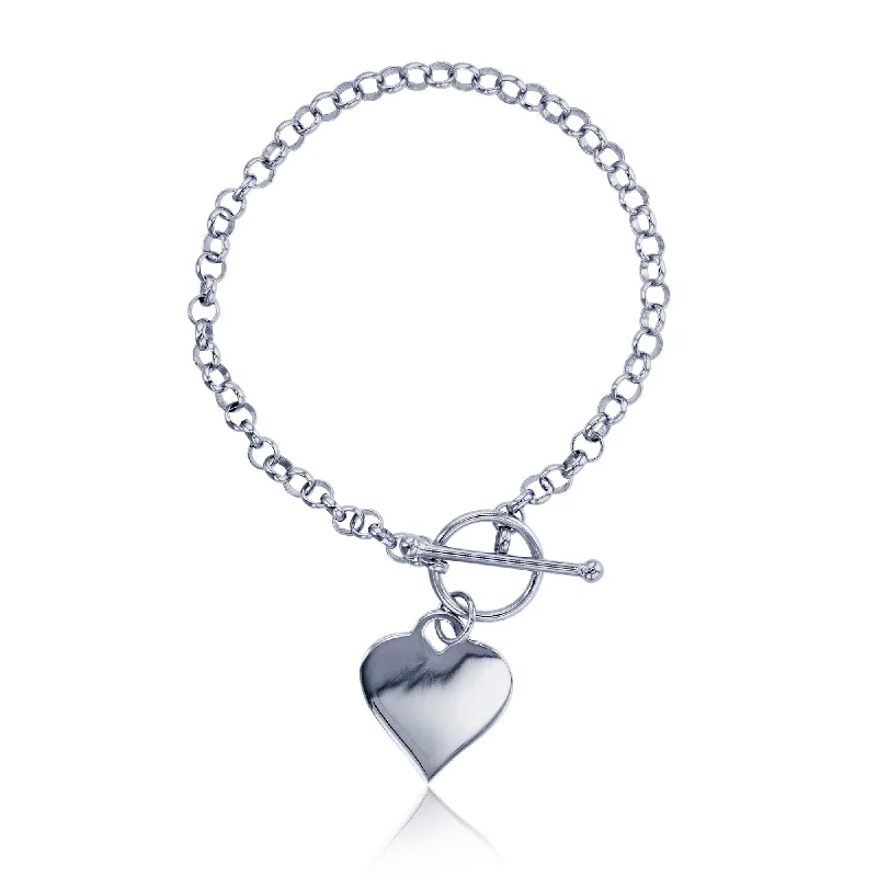Discounted Jewelry For A Glamorous Look Sterling Silver 7.5-inch Heart Toggle Bracelet Discounted Jewelry For A Glamorous Look Sterling Silver 7.5-inch Heart Toggle Bracelet