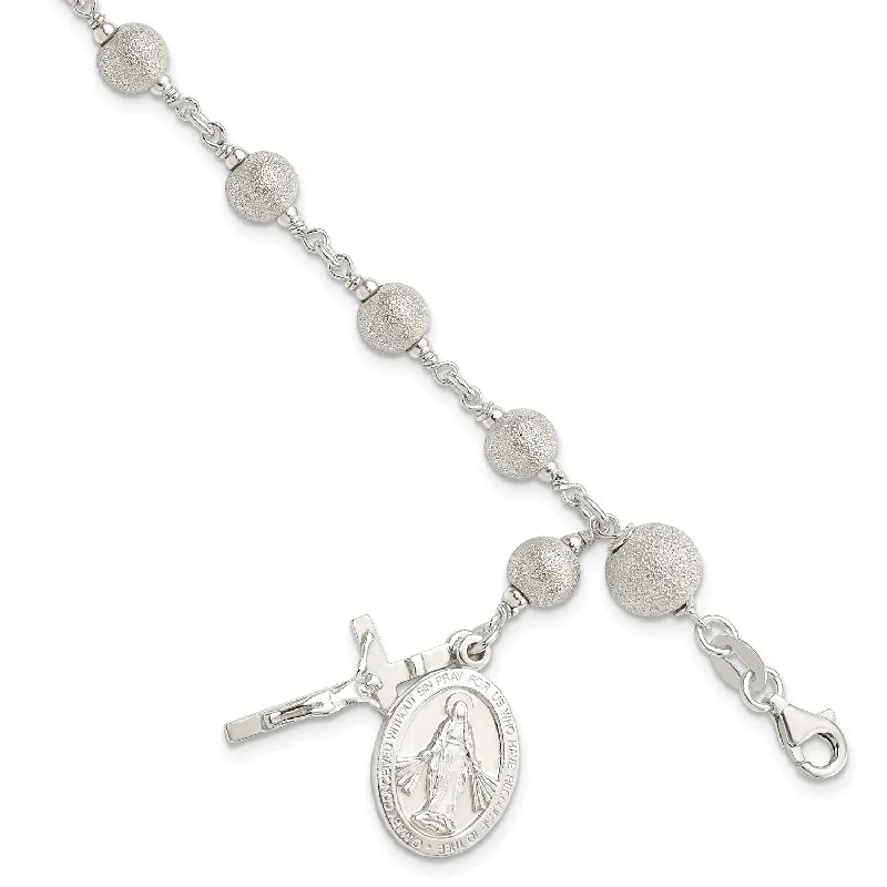 Grab Your Favorite Jewelry At The Lowest Prices Sterling Silver 7.75-inch Diamond-cut Beaded Rosary Bracelet Grab Your Favorite Jewelry At The Lowest Prices Sterling Silver 7.75-inch Diamond-cut Beaded Rosary Bracelet