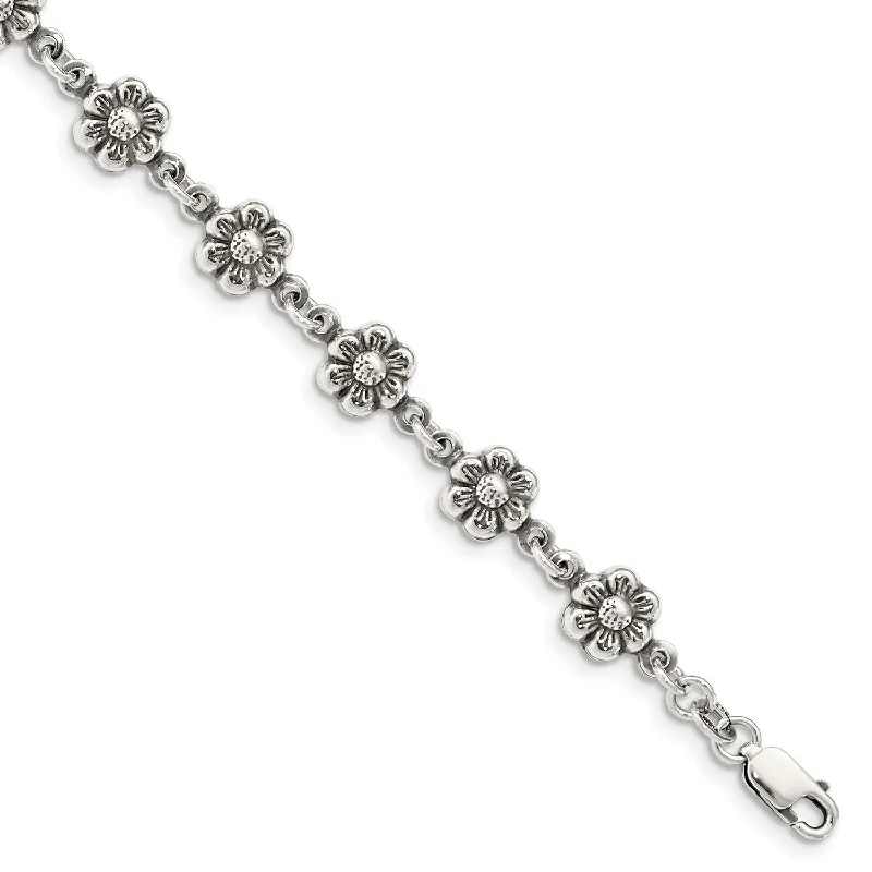 Grab Exquisite Jewelry At The Lowest Prices Sterling Silver 7-inch 8MM Lobster Clasp Flower Bracelet Grab Exquisite Jewelry At The Lowest Prices Sterling Silver 7-inch 8MM Lobster Clasp Flower Bracelet