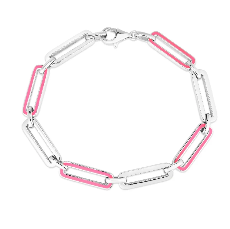 Flash Sale On Stunning Jewelry – Don't Miss Out Sterling Silver 7-inch Pink Paperclip Link Bracelet Flash Sale On Stunning Jewelry – Don't Miss Out Sterling Silver 7-inch Pink Paperclip Link Bracelet