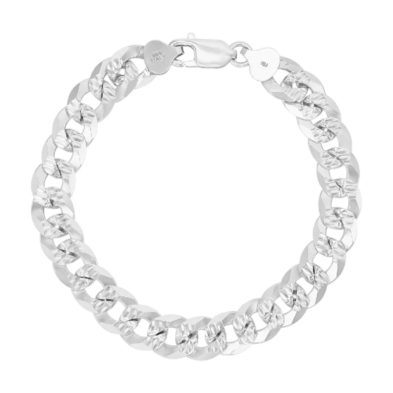 Premium Jewelry Now Available At Special Discounts Sterling Silver 8.5-inch 10MM Diamond-cut Pave Curb Bracelet Premium Jewelry Now Available At Special Discounts Sterling Silver 8.5-inch 10MM Diamond-cut Pave Curb Bracelet