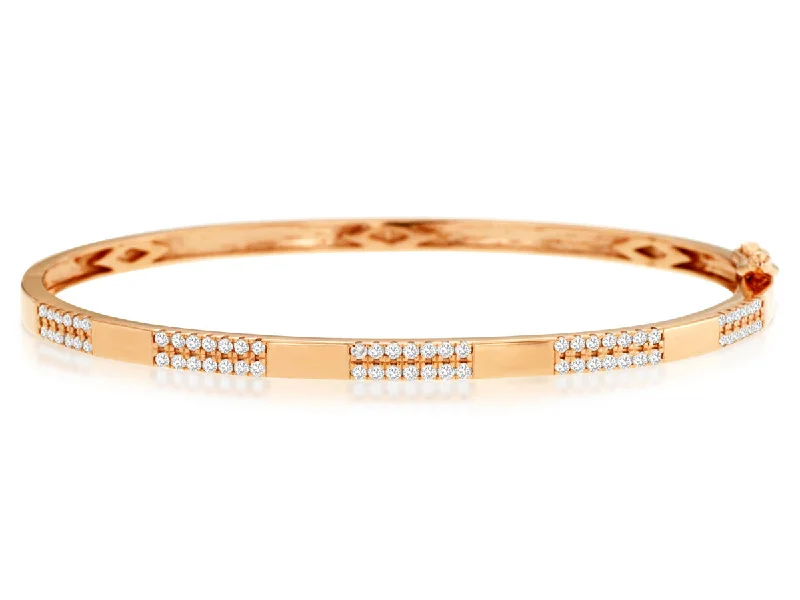 Classic And Modern Jewelry Styles On Sale Two Row Diamond and Polished Gold Bangle Bracelet Classic And Modern Jewelry Styles On Sale Two Row Diamond and Polished Gold Bangle Bracelet
