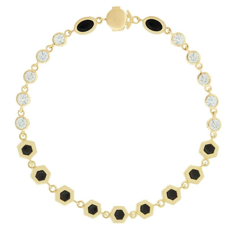 Luxury Jewelry At Unbeatable Discounts White Diamond and Onyx Gemstone Gold Bracelet Luxury Jewelry At Unbeatable Discounts White Diamond and Onyx Gemstone Gold Bracelet