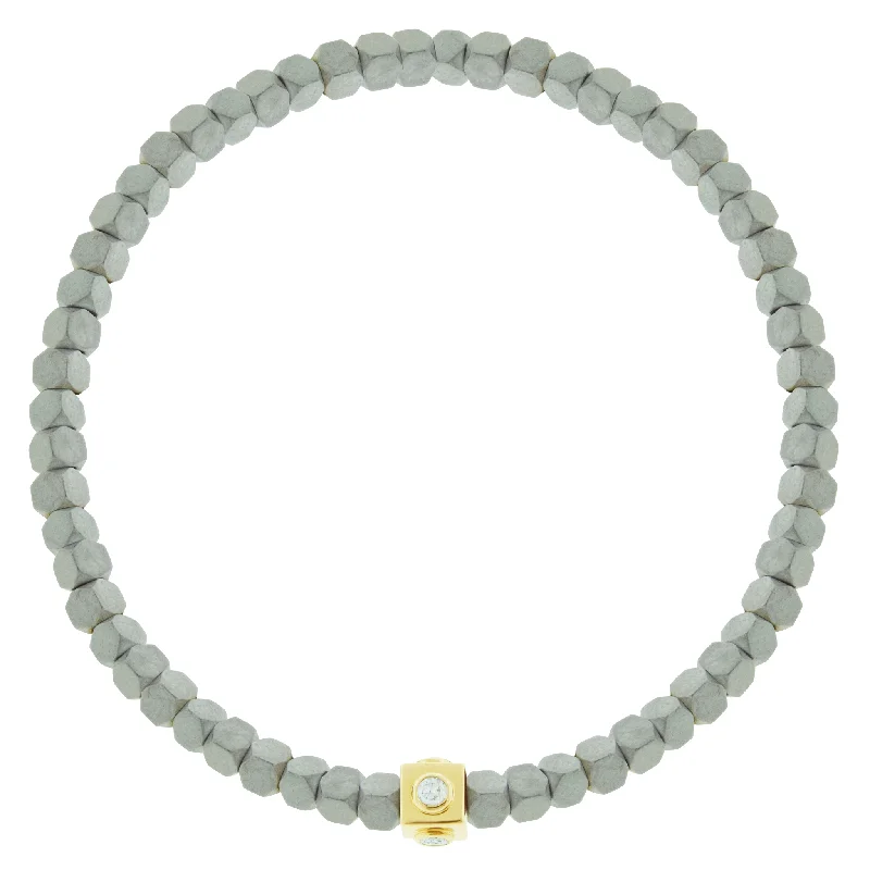 Don't Miss These Dazzling Jewelry Discounts White Diamond Lego Cube on Silver Hematite Bead Bracelet Don't Miss These Dazzling Jewelry Discounts White Diamond Lego Cube on Silver Hematite Bead Bracelet