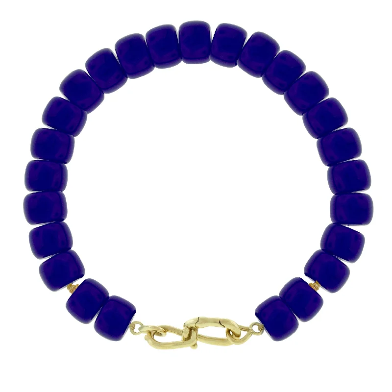 Affordable Gold-Plated Jewelry For Modern Fashion Wire Clasp on Blue Glass Bead Bracelet Affordable Gold-Plated Jewelry For Modern Fashion Wire Clasp on Blue Glass Bead Bracelet