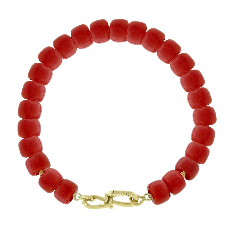 High-Quality Gemstone Jewelry For Special Occasions Wire Clasp on Red Glass Bead Bracelet High-Quality Gemstone Jewelry For Special Occasions Wire Clasp on Red Glass Bead Bracelet