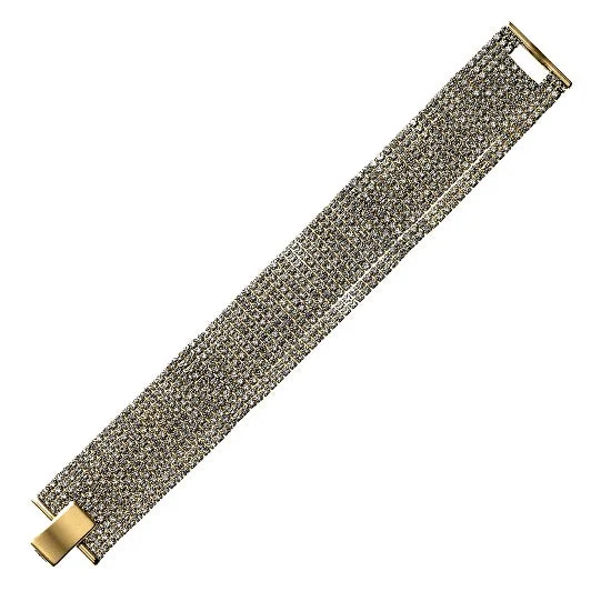 Discounted Jewelry For A Glamorous Look Yellow-tone Base Metal and Crystal Bracelet