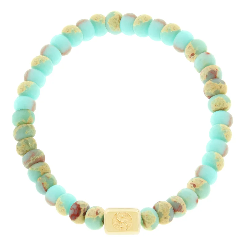Celebrate Every Occasion With Sparkling Savings Yin Yang Ingot on Snakeskin Jasper Bead Bracelet Celebrate Every Occasion With Sparkling Savings Yin Yang Ingot on Snakeskin Jasper Bead Bracelet