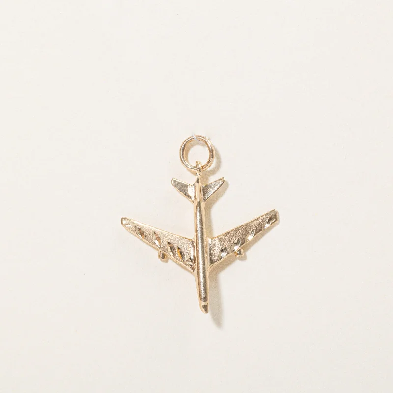 Premium Diamond Jewelry At Once-In-A-Lifetime Discounts 10k Yellow Gold Airplane Pendant