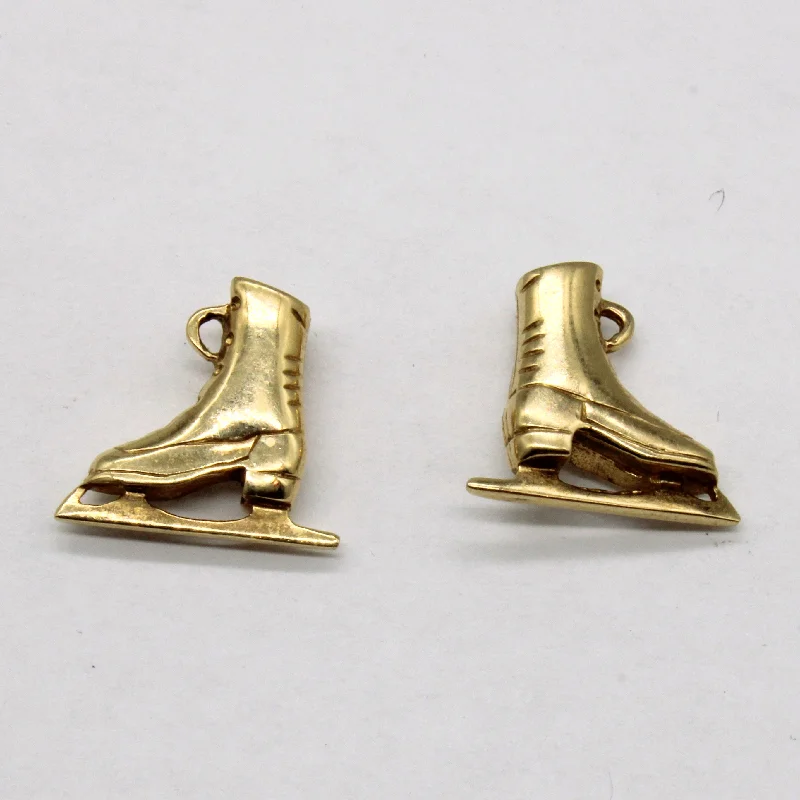 Romantic Heart-Shaped Jewelry For Special Gifts 10k Yellow Gold Ice Skate Earrings